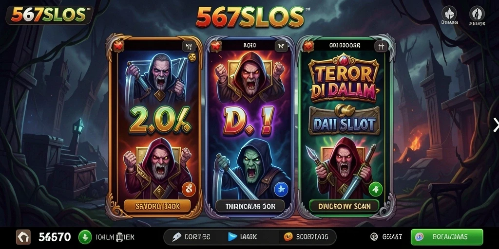 Tampilan menakutkan dari gameplay 567SLOTS yang mendebarkan.
