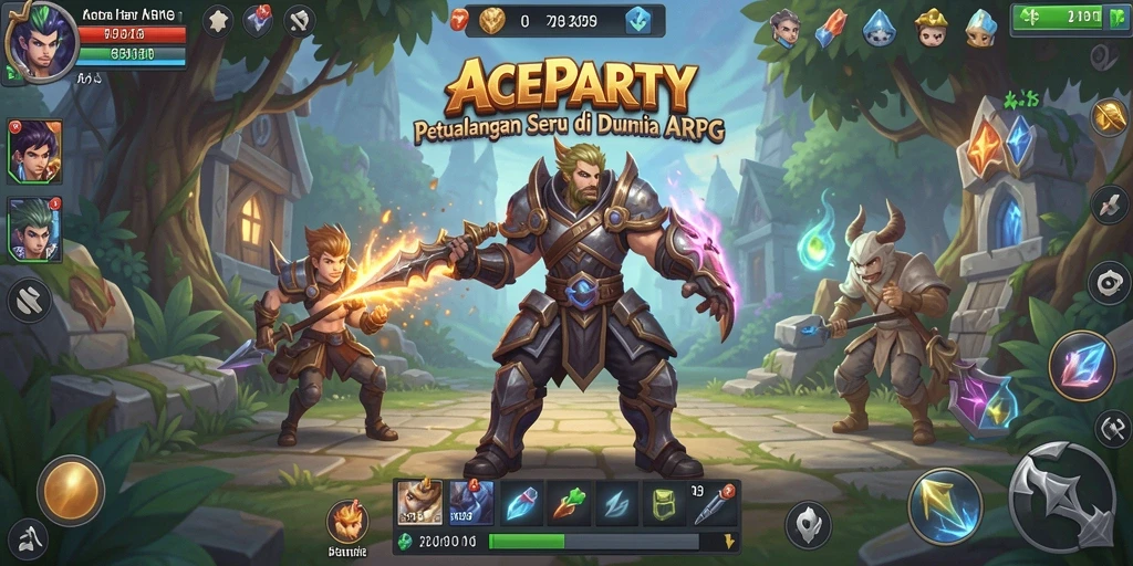 Screenshot utama ACEPARTY menampilkan aksi seru dalam pertarungan ARPG.