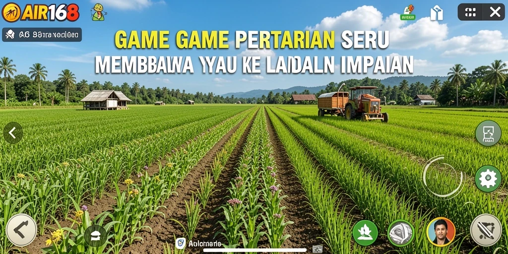 Screenshot gameplay AIR168 menampilkan ladang subur dan nuansa pertanian yang menyegarkan.