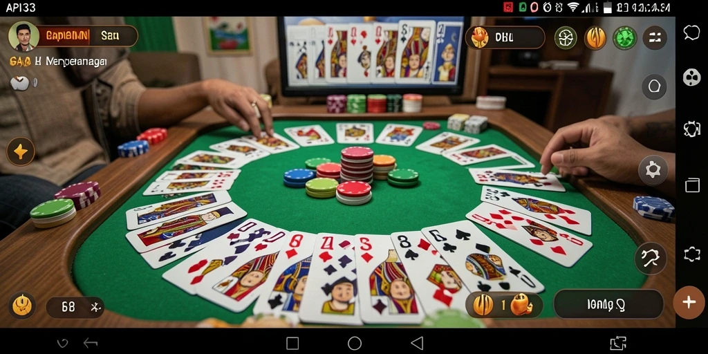 Tampilan gameplay Gaple yang seru dan interaktif di API33.