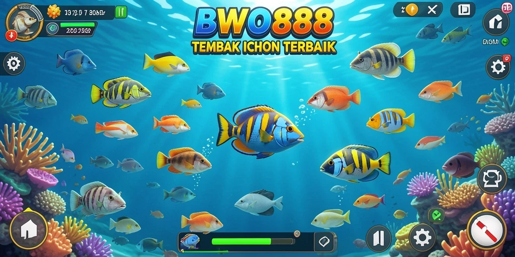 Tampilan gameplay seru di BWO888 dengan aksi menangkap ikan.