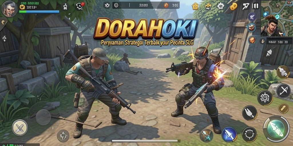 Tangkapan layar gameplay DORAHOKI menampilkan strategi dan pertempuran yang mendebarkan.
