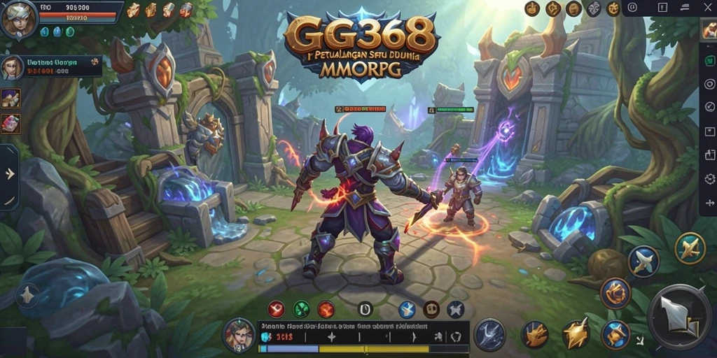 Tampilan gameplay GG368 saat menjelajahi dunia fantasi.