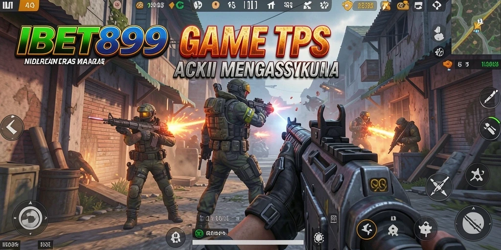 Screenshot utama IBET899 dengan aksi gameplay TPS yang intens.
