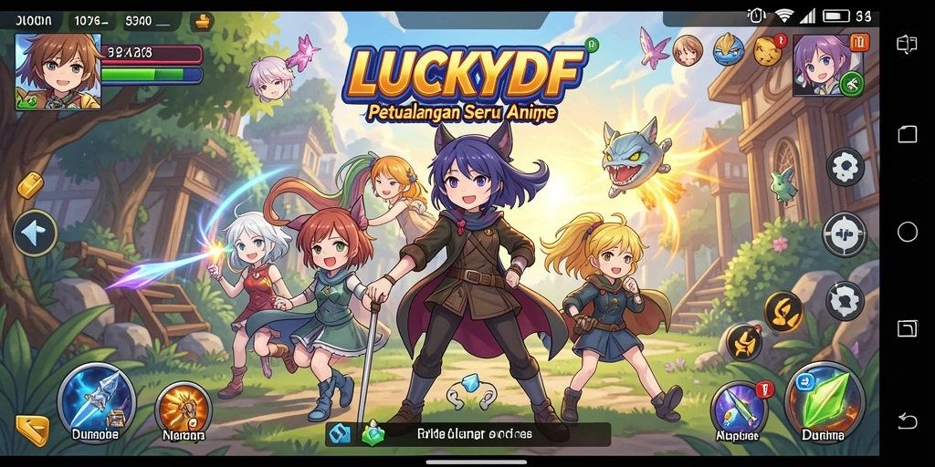 Tangkapan layar menampilkan pertarungan seru dalam game Anime.