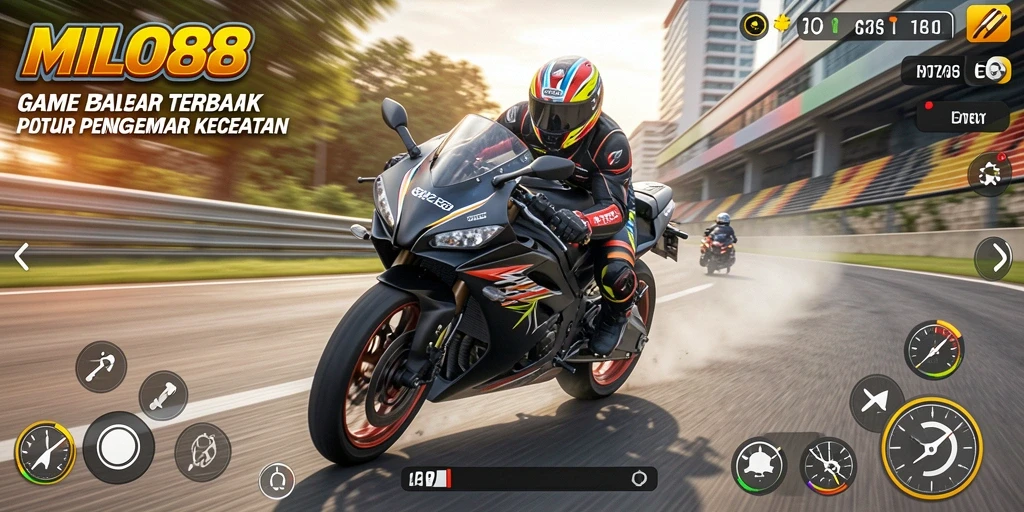 Tampilan aktif gameplay balap motor di MILO88.