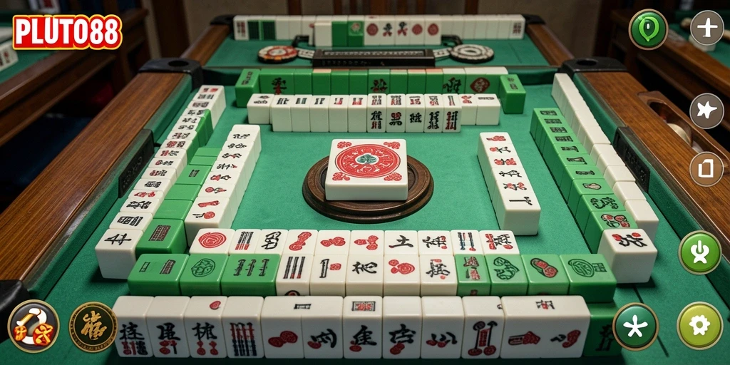Tampilan seru dari gameplay Mahjong yang menarik di PLUTO88.