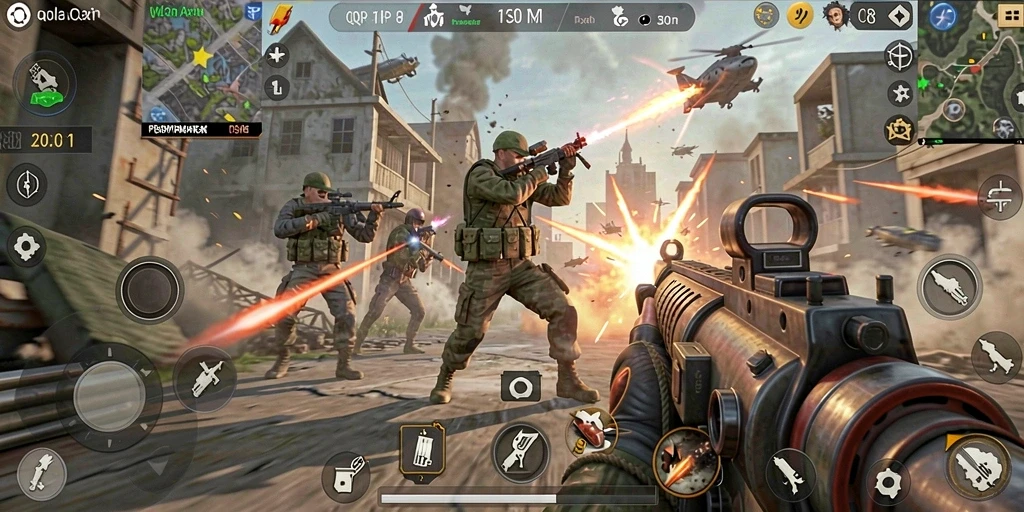 Screenshot gameplay menunjukkan aksi seru dalam pertempuran FPS.