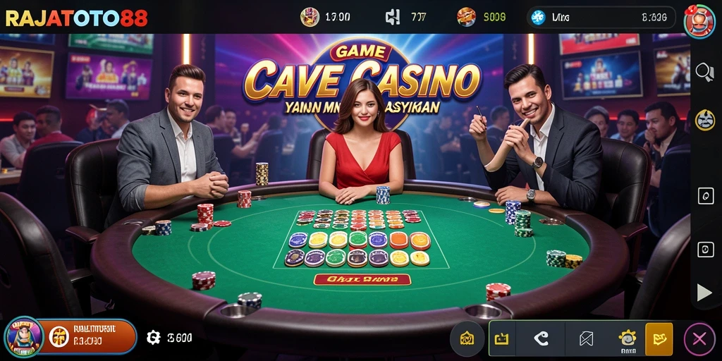 Screenshot gameplay RAJATOTO88 menampilkan dealer langsung dan tampilan meja permainan.