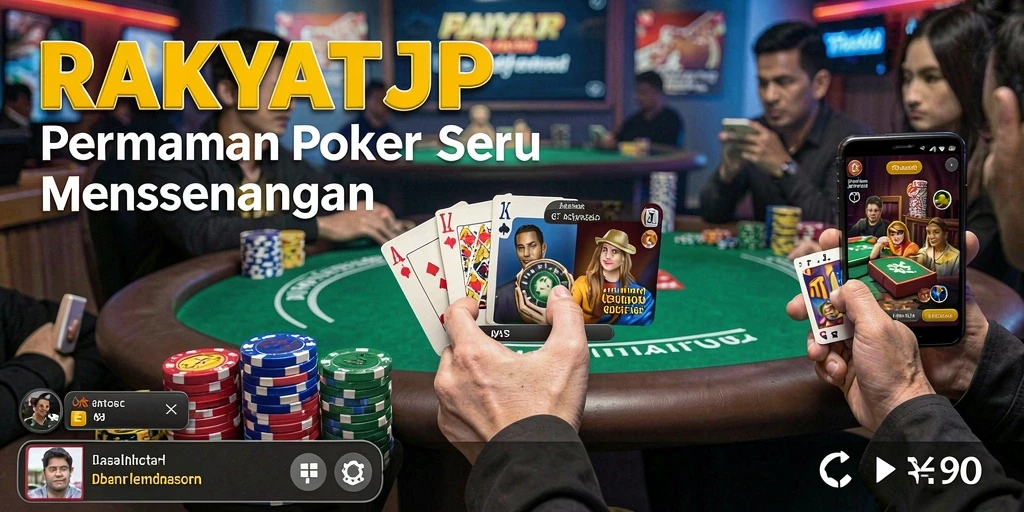 Screenshot utama RAKYATJP menampilkan momen seru permainan poker.