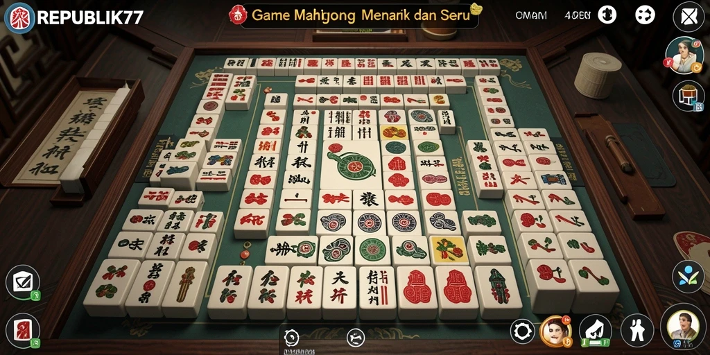 Tampilan gameplay seru dari REPUBLIK77 yang penuh tantangan Mahjong.