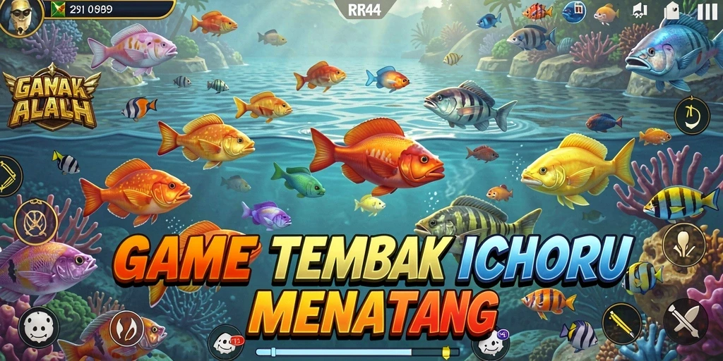 Screenshot gameplay RR44 yang menarik saat menangkap ikan.