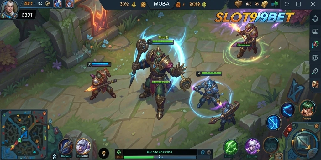 Tampilan gameplay menarik dari SLOT99BET dengan aksi MOBA yang intens.