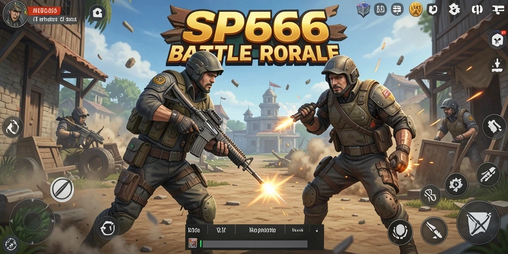 Tangkapan layar SP666 menampilkan aksi seru dalam pertempuran Battle Royale.
