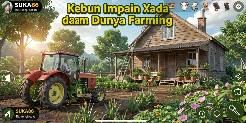 Tampilan gameplay <strong>SUKA86</strong> yang menarik saat berkebun dan merawat hewan.