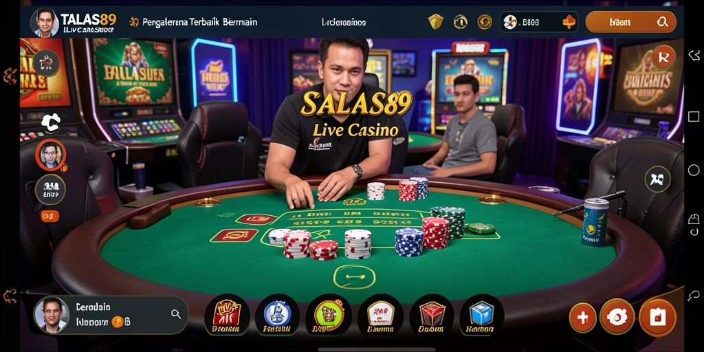 Screenshot gameplay TALAS89 menampilkan dealer langsung dan interaksi pemain.