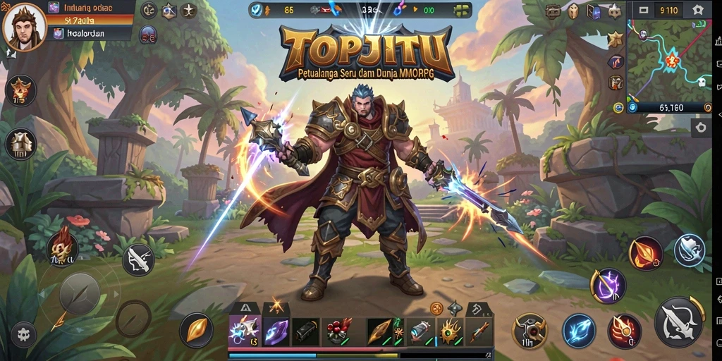 Tampilan menarik dari gameplay di dunia MMORPG TOPJITU.