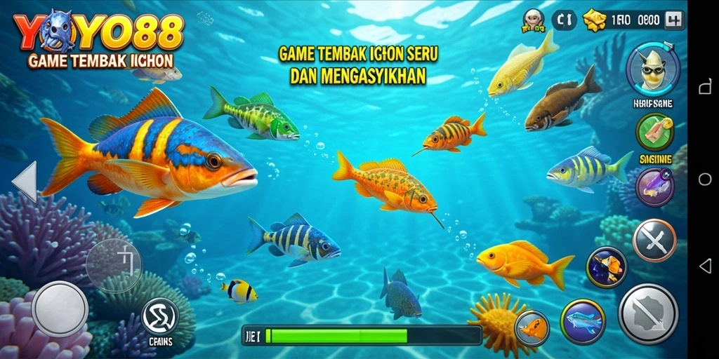 Tampilan gameplay seru dalam game Tembak Ikan YOYO88.