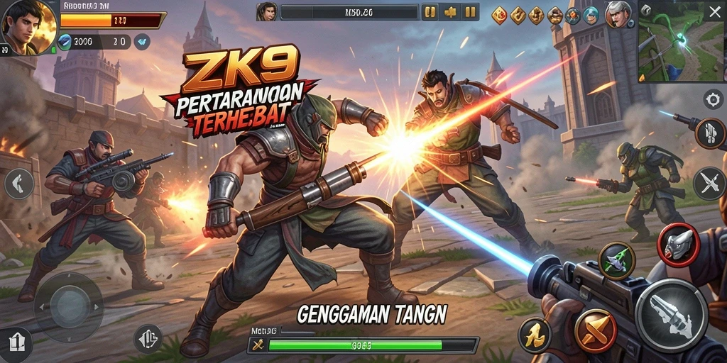 Tampilan gameplay seru dari ZK9 di arena pertarungan.
